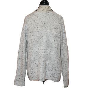 Madewell $98 Cream Donegal Northfield Mockneck Sweater Ribbed Pullover Size L